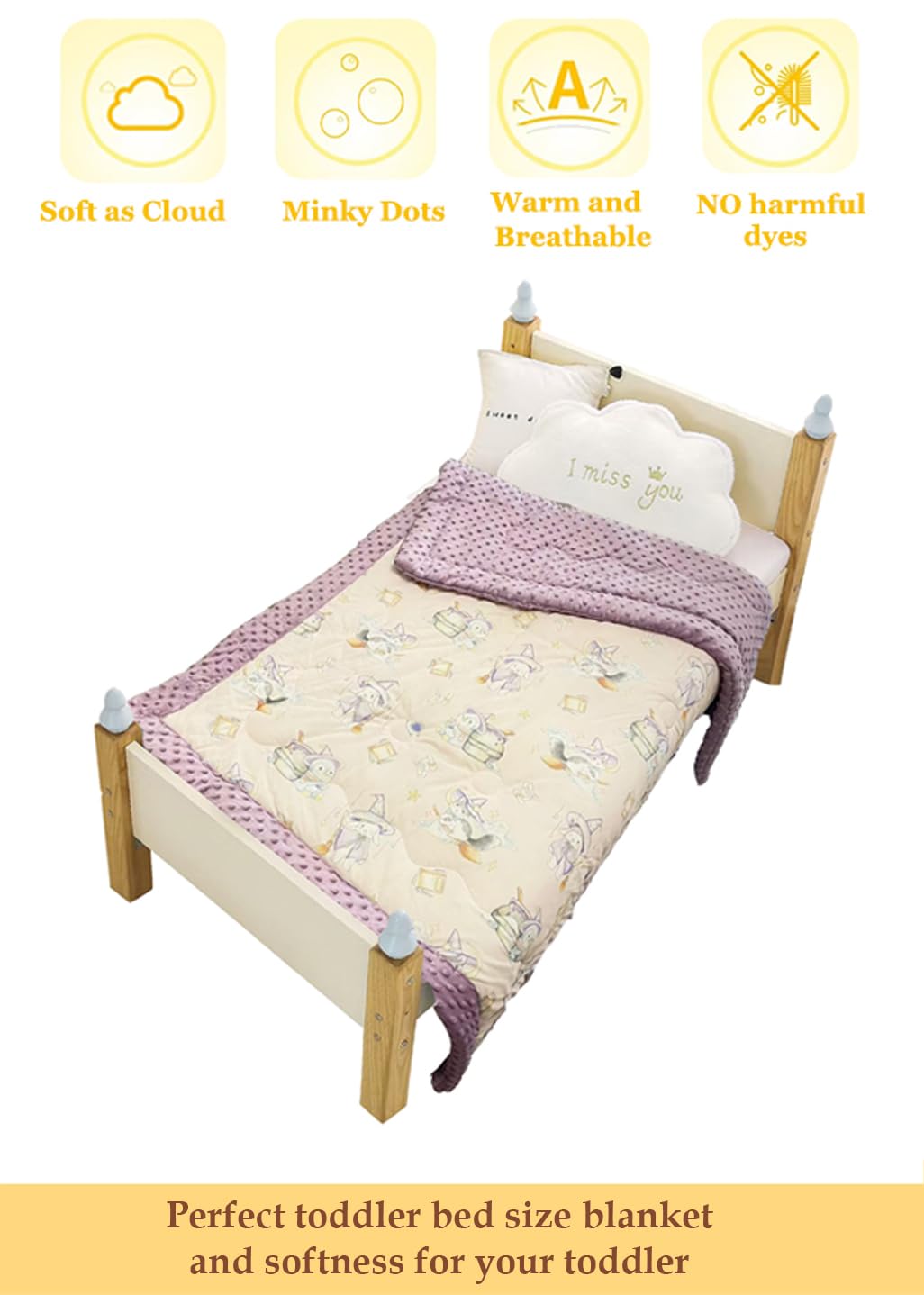 cutie pumpkin Toddler Comforter 47x59 Inch, Lightweight Down Alternative Quilted Blanket for Crib & Toddler Bed, Soft Minky Dots Baby Quilt, Machine Washable Year-Round Bedding