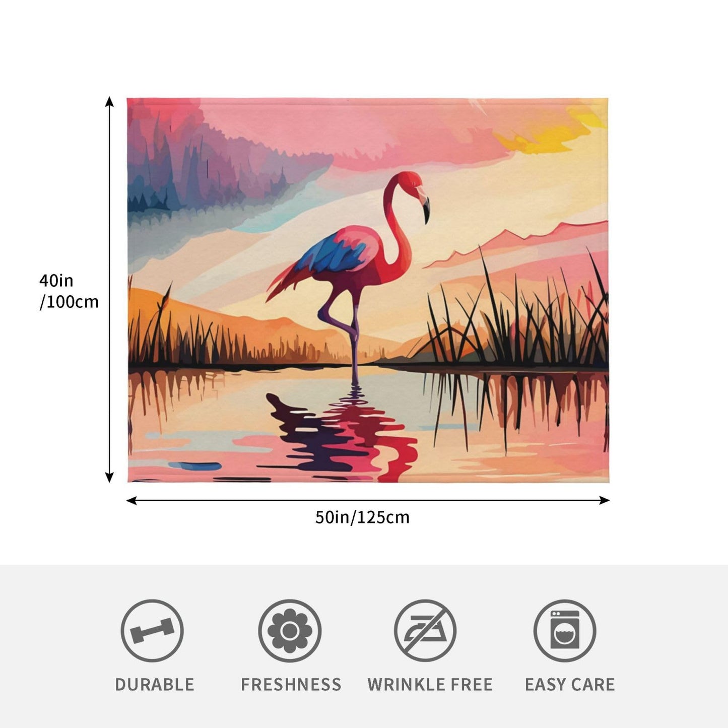Jfniub Pink Cute Flamingo Modern Art Boho Blanket Throw Bedding Room Decor Flannel Blankets for Bedroom Living Rooms Warm All Season 50"X40"