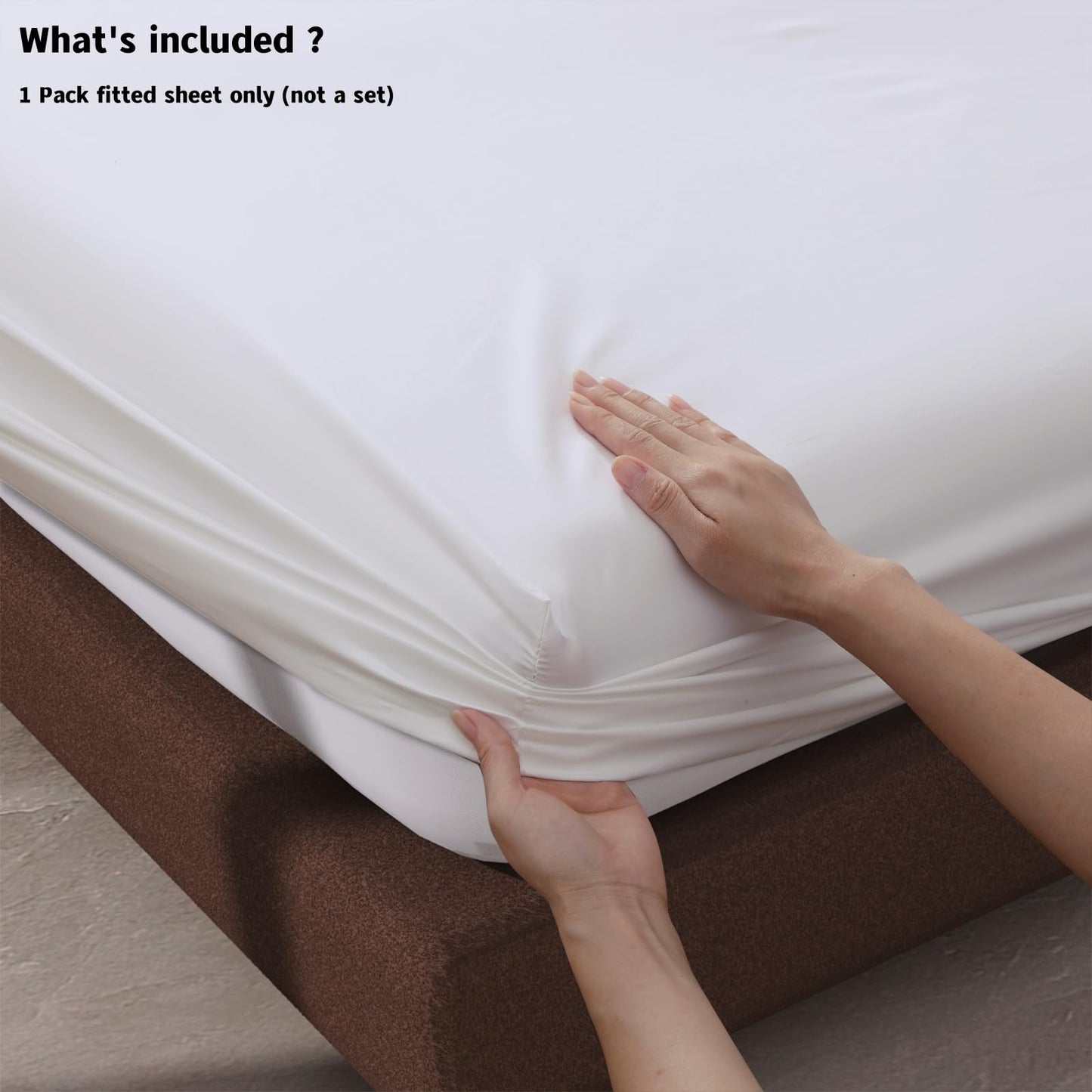 100% Egyptian Cotton Fitted Sheet Full Size White, 600 Thread Count, 8-16" Deep Pocket Sheet, Soft & Elastic Sateen Weave Bottom Sheet for Hotel & Home (White, 1 Pack Fitted Sheet Only, Full)