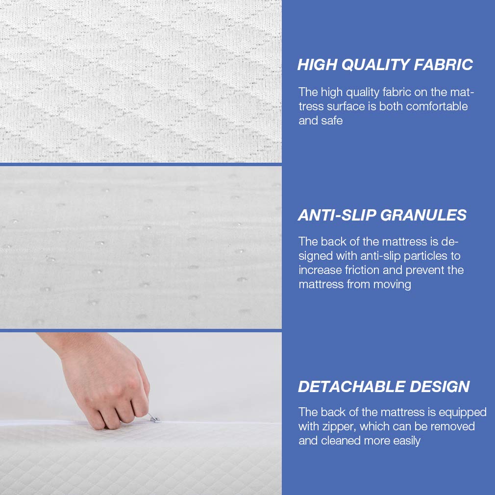 FDW | 8 Inch Queen Mattress | Medium Firm | Gel Memory Foam Mattress | White | Bed in a Box, CertiPUR-US Certified | Pressure Relief, Cooling Ventilated Foam | Washable Removable Cover