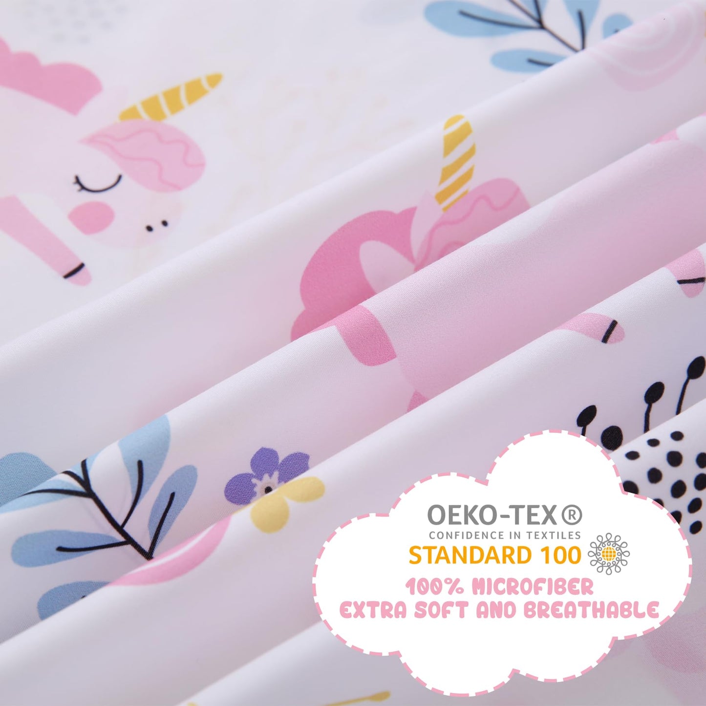 Yibeizi Unicorn Sheet Set for Girls Twin, Kids Boho Floral Print Bedsheets Microfiber Deep Pocket Cute Patterned Bed Sheet & Pillowcase Sets 3 Pieces