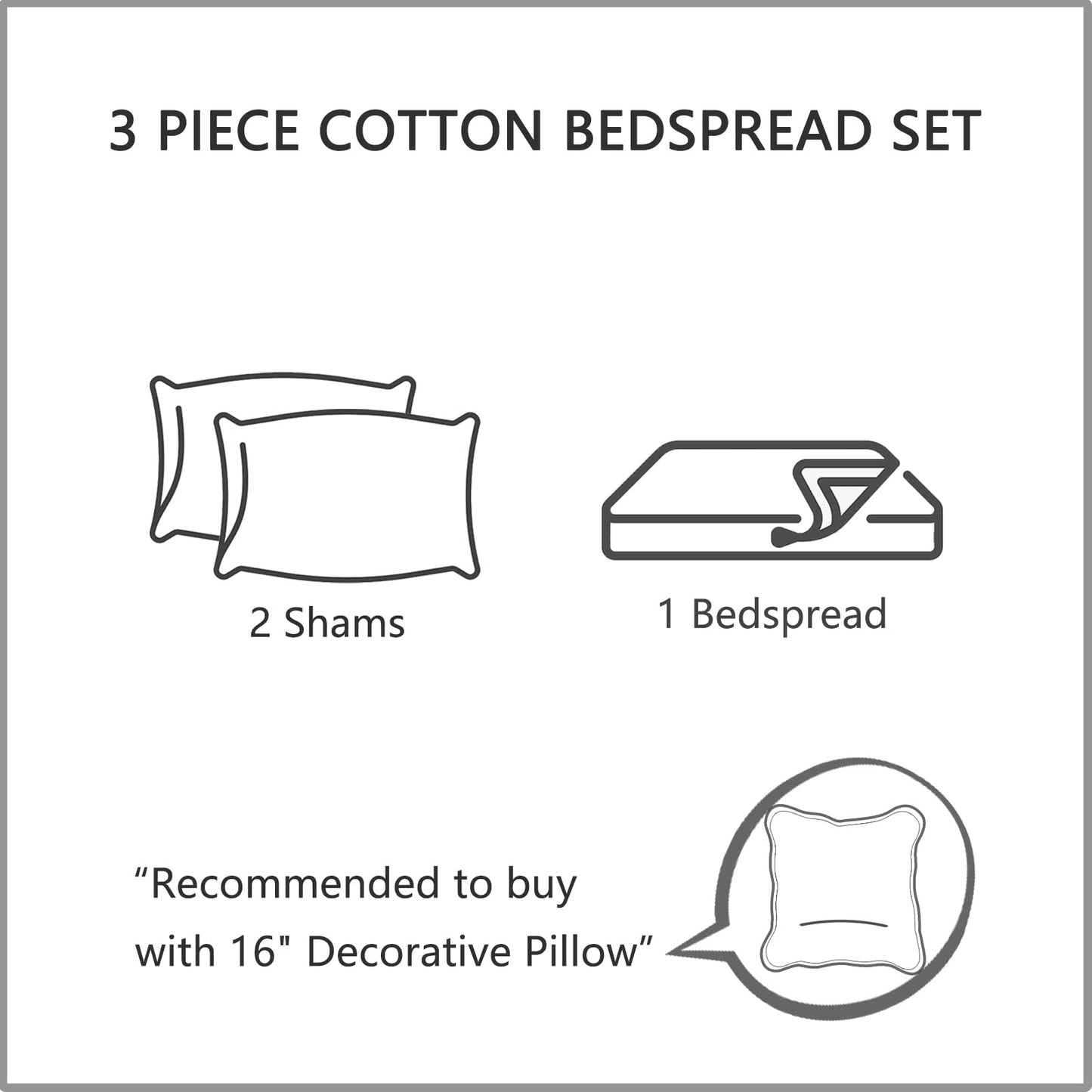 CHIXIN Cotton Bedspread Full Size - Real Stitching - Luxury Quilted Bedding Cover for All Season, Reversible, Ultra Soft, Lightweight, 3 Piece, Pure White