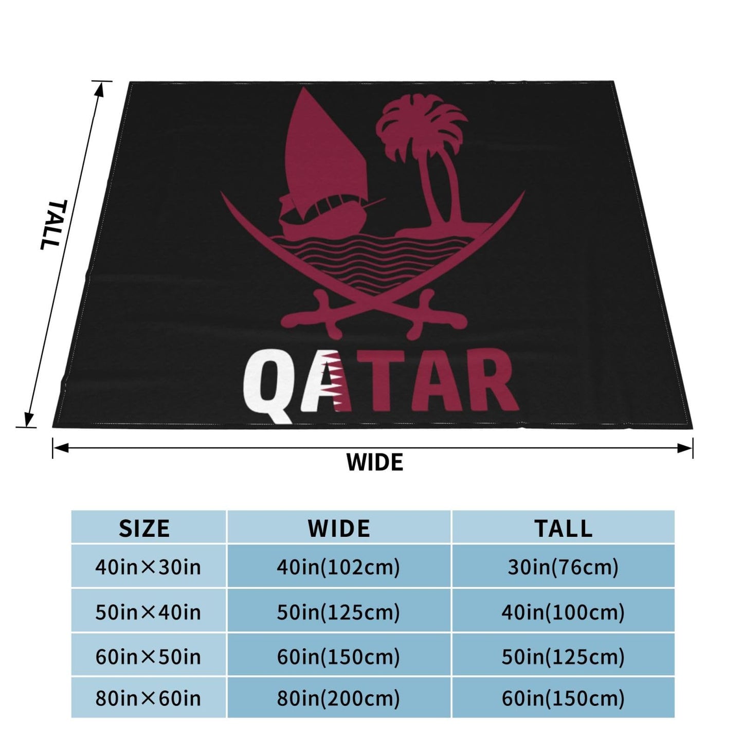 Throw Blanket Qatar National Emblem Super Soft Flannel Caroset Lightweight Warm No Pilling Woollen Blankets Sofa Bed Dorm Bedroom Office Home 60"X50"