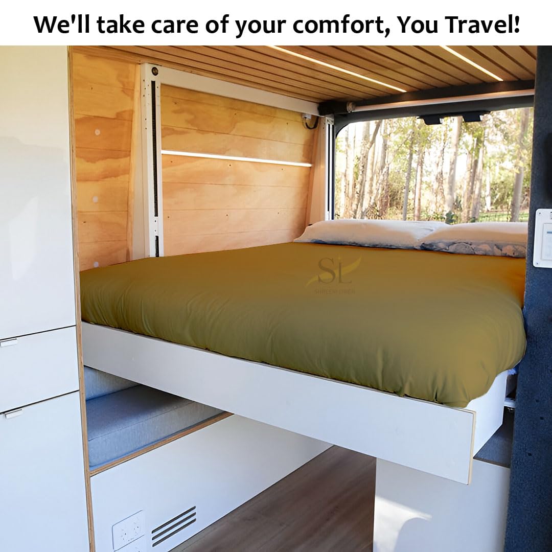 Shreem Linen Microfiber RV Sheet Sets, 48x75 3/4 Full Bunk, Taupe Solid - Fits Mattresses up to 8 Inches Deep, 4 Piece RV Bed Sheets for Campers, Motorhomes, and Travel Trailers