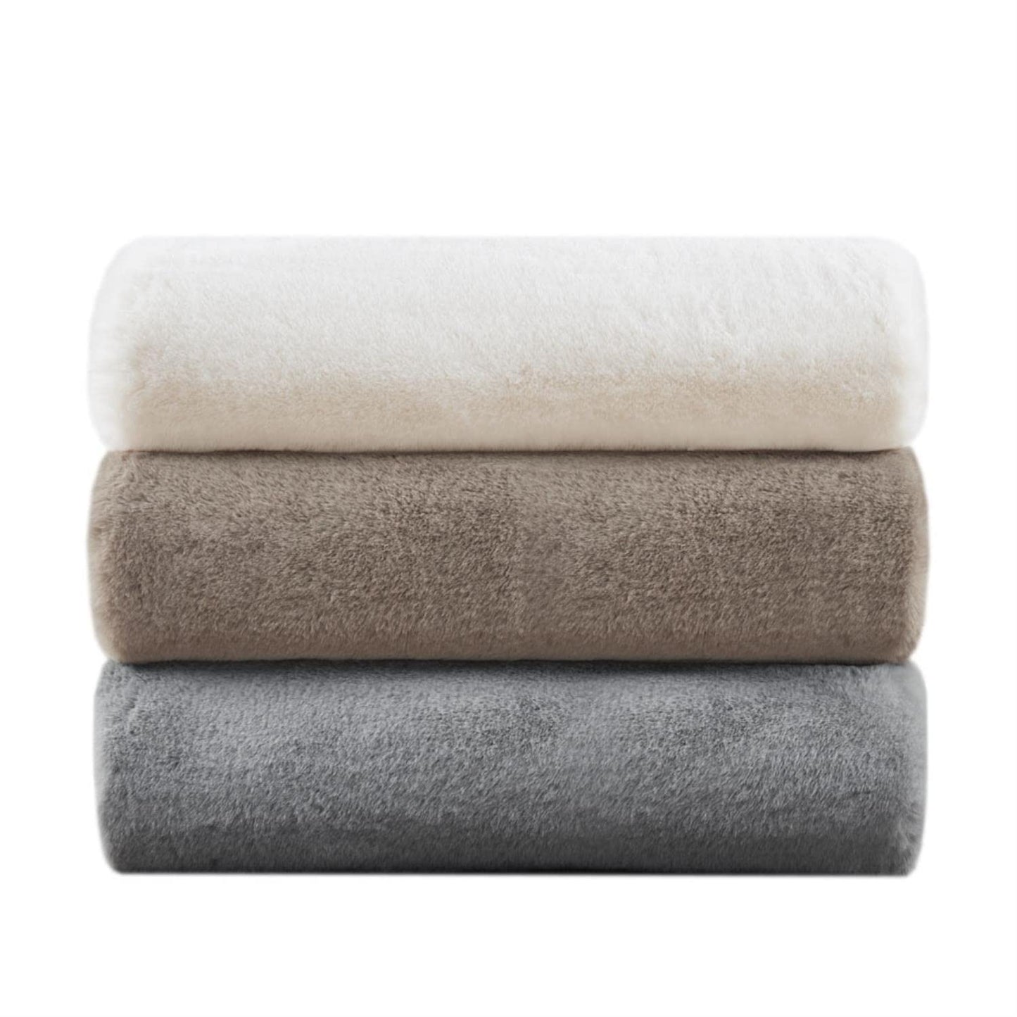 Madison Park Reversible Faux Fur Throw Blanket for Winter, Premium Warm Fuzzy Cover, Luxuriously Soft Velvet Texture Reverse, Cozy for Lounging on Couch, Sofa Ideal for Home Office, 50x60 Grey