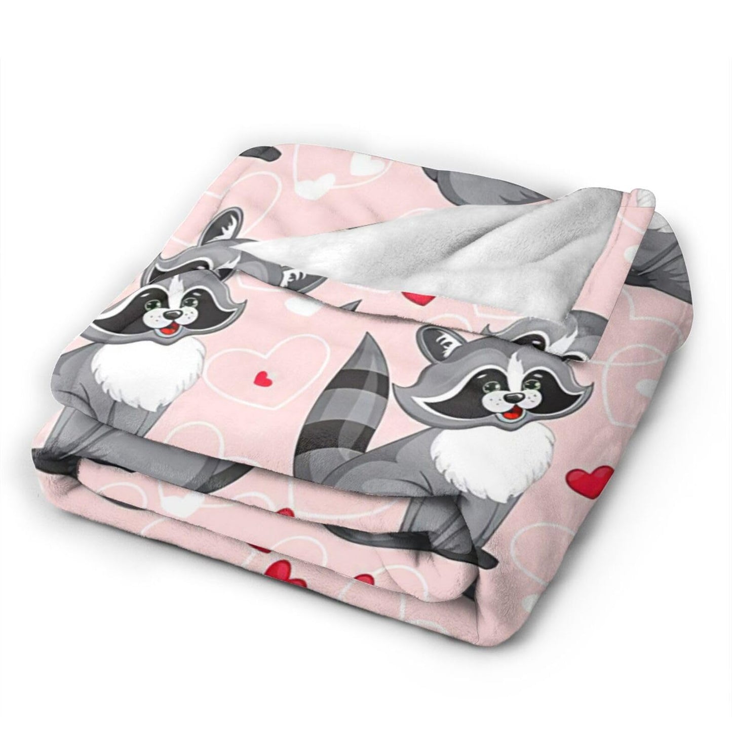 Tijuboni Pink Raccoon Throw Blanket Raccoon Gifts for Girls Boys Women Men Kids Adults Soft Flannel Fleece Blanket for Couch Sofa Bed Home Decor 40"x50"