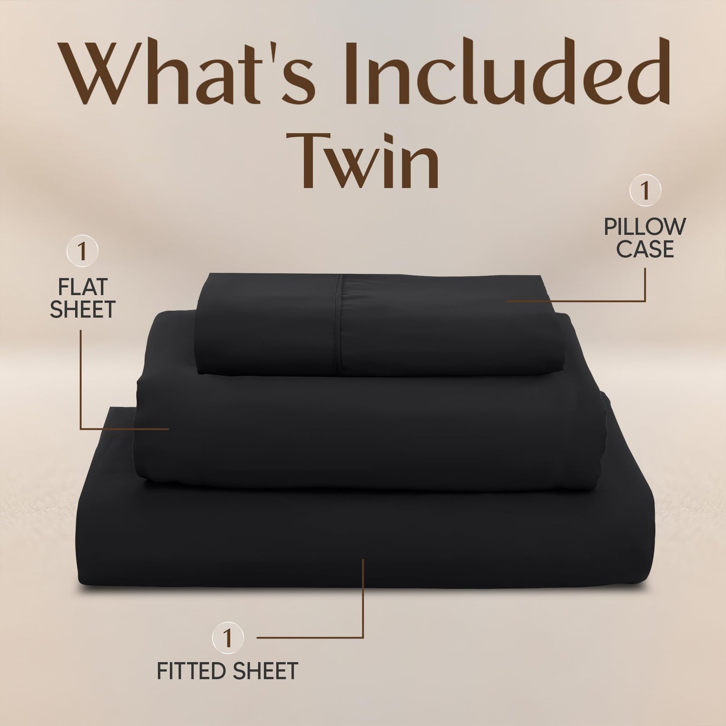 Utopia Bedding Twin Sheet Set – 3 Piece Bed Sheets for Twin Size Bed, Soft and Breathable Microfiber, Includes 1 Fitted Sheet, 1 Flat Sheet and 1 Pillowcase – Oeko Tex (Black)