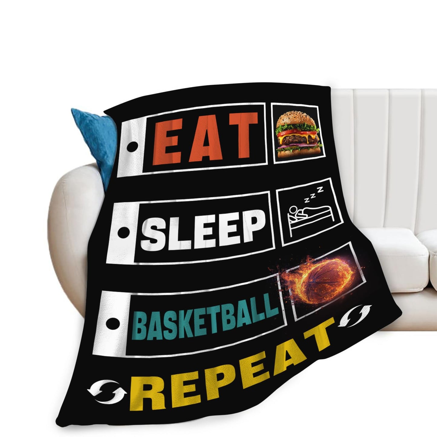 Basketball Blanket for Teen Boys Room Decor, Soft Flannel Sports Throw Blanket for Couch Bed, Cozy Lightweight Basketball Gifts for Boys Kids Teens Dorm Bedroom 50"X40"