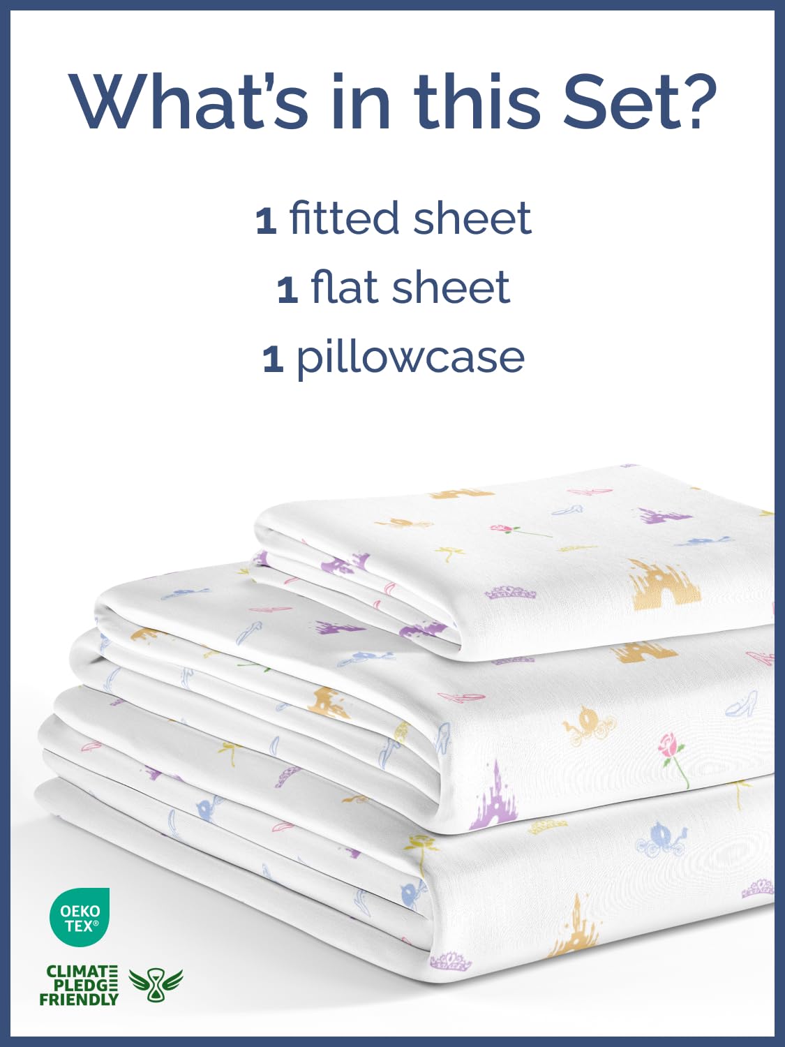 Kids Twin Size Bed Sheet Set - 3 Piece Kids Loft Bed Sheets - Princess Castle Themed Bedding - Soft, Cute and Cozy - Breathable and Machine Washable - Rose Bed Set for Boys, Girls, Teens & Toddlers