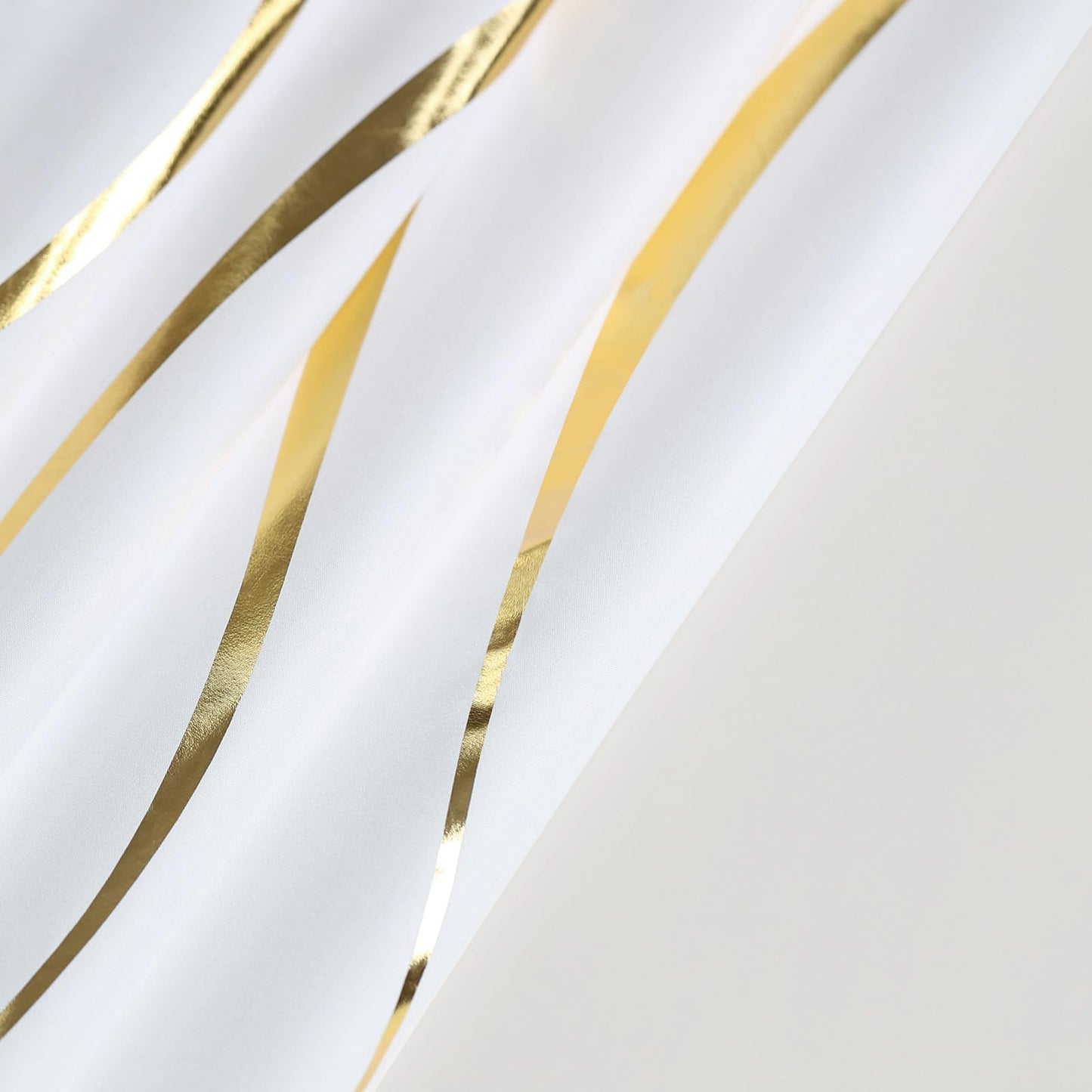 L.Z.E White Privacy Curtains 72 Inches Long 2 Panels Set, Light Filtering Non-See-Through Curtains & Drapes for Living Room Bedroom Nursery, Elegant Gold Wave Pattern Grommet Top Window Treatment