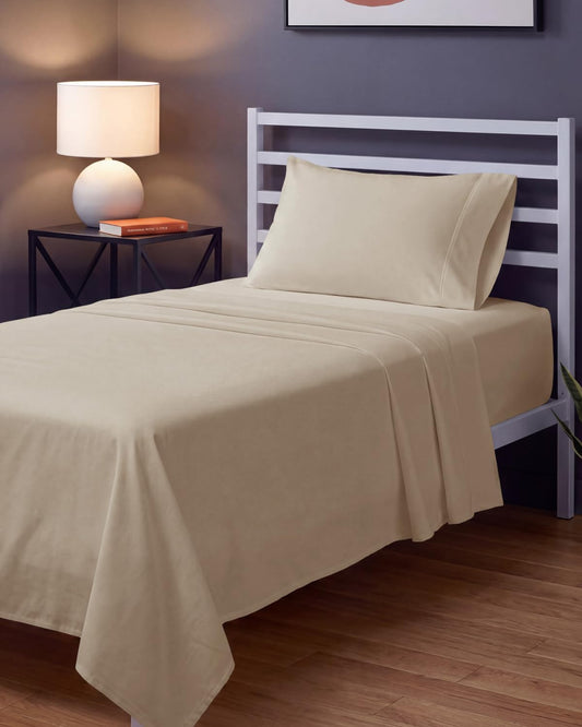 Sleepy Town Twin Size Bed Sheets - 3 Piece - Twin Sheet Set - Extra Soft, Comfy & Cooling - Easy Care - Shrinkage, Wrinkle & Fade Resistant - Brushed Microfiber - Deep Pocket Bed Sheets (Cream)