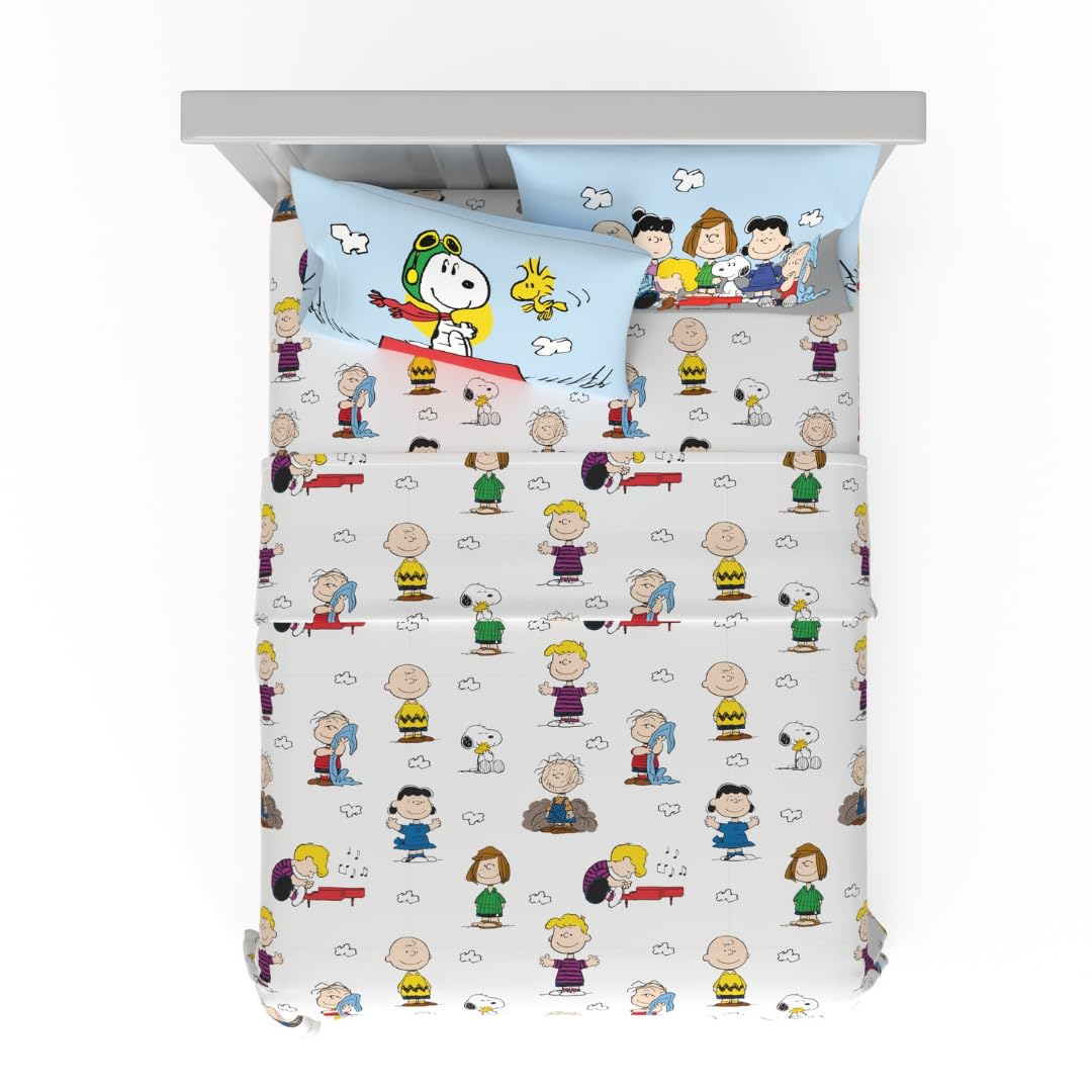 Collectibles Peanuts Snoopy Bedding Super Soft Cozy Microfiber 4 Piece Full Sheet Set, (Officially Licensed Product) By Franco