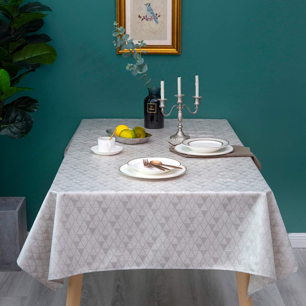 GLORY SEASON Waterproof Oilproof Wipeable Tablecloth Rustic Linen Style Fabric with TPU Vinyl Table Cloth Rectangle Table Cover for Kitchen Dining and Buffet Parties Camping