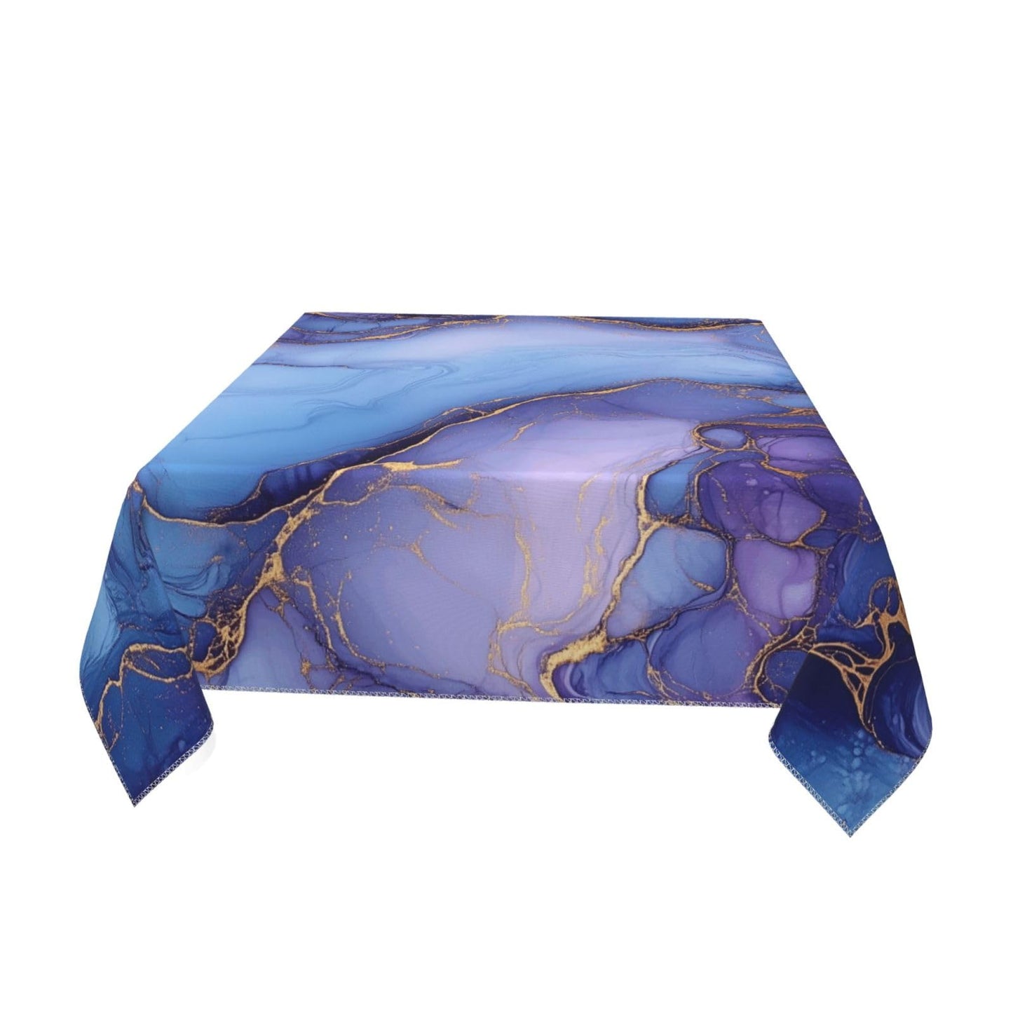 Entemne Square Table Cloth 55x55 Inch Golden Purple Marbling Texture Tablecloth Washable Soft Wrinkle Free Dust Proof Card Table Cover for Tea Party Picnic Kitchen Dining Decor