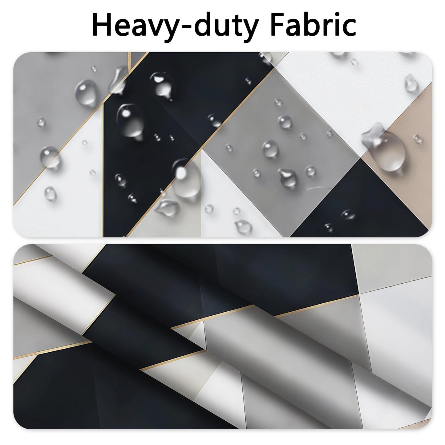 NAEMBCU Modern Geometric No Hook Shower Curtain with Snap-in Liner