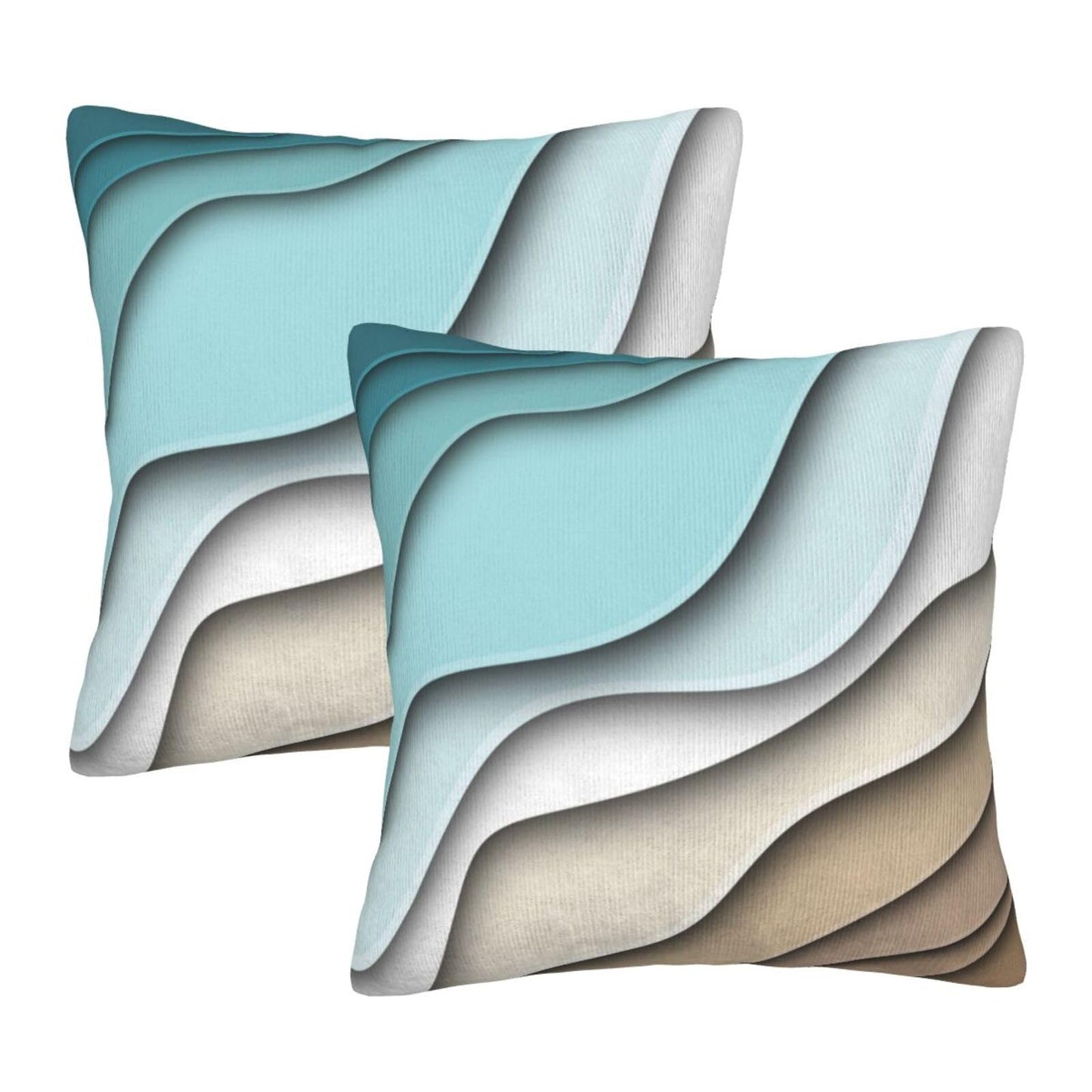 Droerfes Teal Wave Throw Pillow Covers Set of 2 Couch Pillow Case Decoration Cushion Covers for Sofa Home Living Room Bedroom Outdoor 18X18 Inch