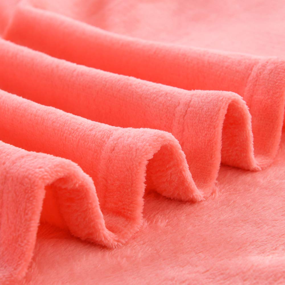 NANPIPER Flannel Fleece Living Coral Blanket Throw Size Luxury Microfiber Soft Throw 50" x 65" Fluffy Solid Throw Blanket for Couch/Bed