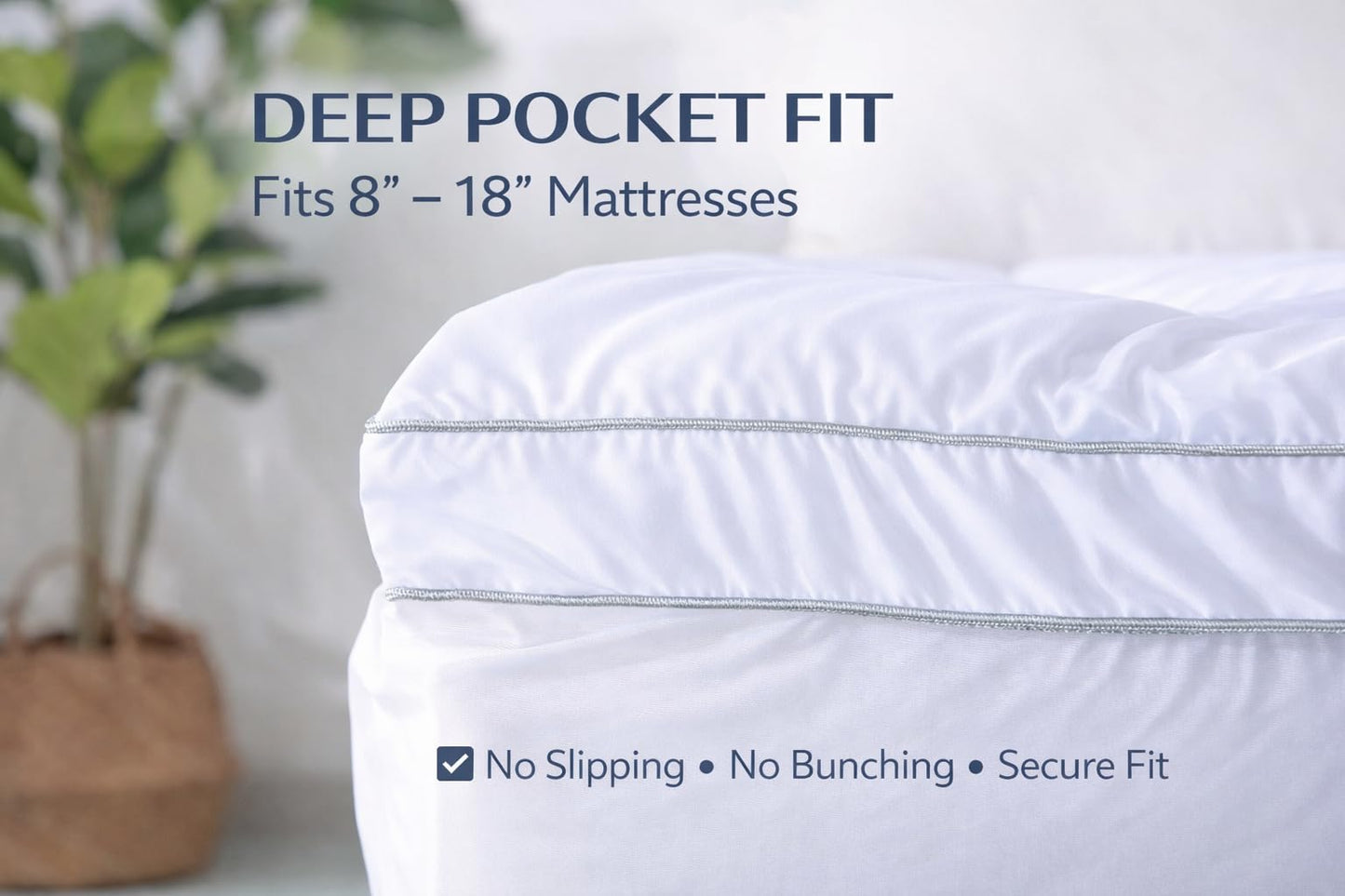 EVOLIVE Mattress Pad Cover Queen, Quilted Pillow Top Mattress Protector, Soft Microfiber Fitted Mattress Topper, Deep Pocket 8-18 Inch, Machine Washable (King 80"x78"x2" Inches, White)