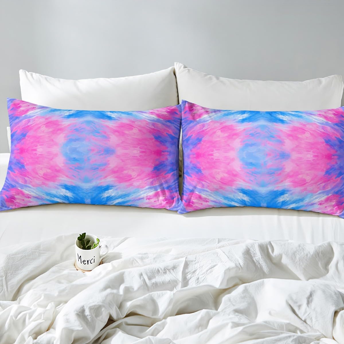 Feelyou Girls Tie Dye Bedding Set Girly Boho Hippie Tie Dye Duvet Cover for Teens Women Pink Purple Bohemian Gypsy Comforter Cover Chic Design Bedspread Cover Bedroom Decor Quilt Cover 3Pcs Queen Size