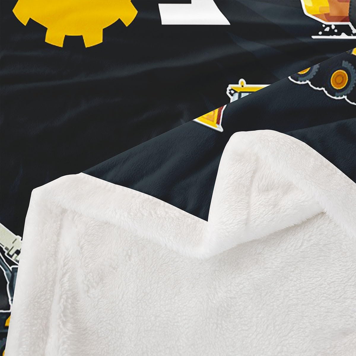 Feelyou Boys Construction Car Fleece Sherpa Blanket Kids Machinery Excavators Throw Blanket for Sofa Couch Heavy Machinery Construction Plush Throw Blanket Throw 50"x60"
