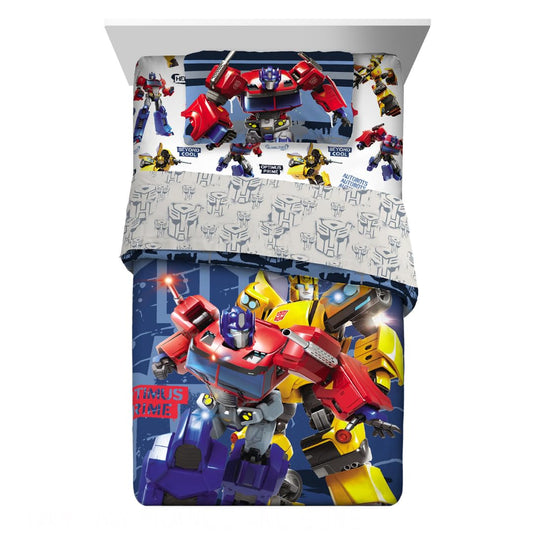 Transformers Optimus Prime Super Soft Comforter and Sheet Set with Sham, 4 Piece Twin Size, (Official Licensed Product) by Franco Collectibles