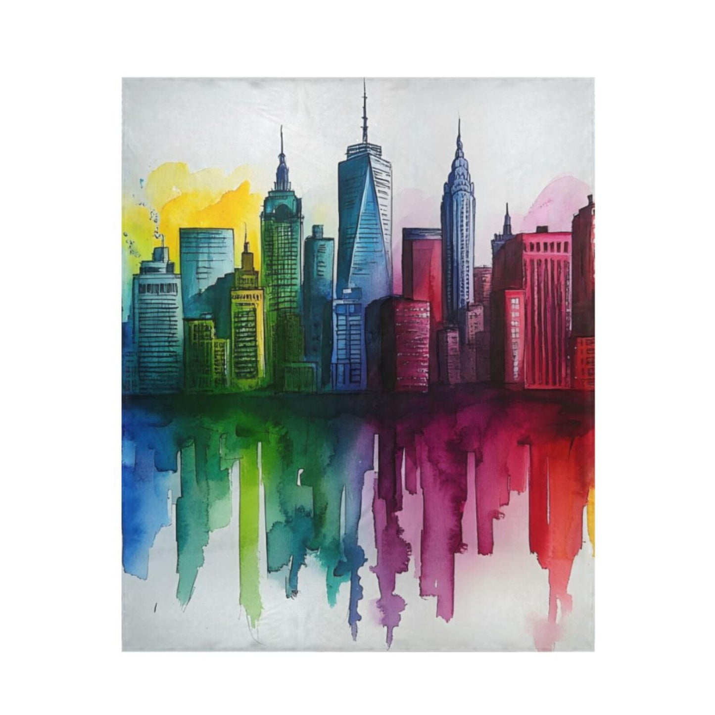 AIXIWAWA Throw Blanket Painting City Print for Couch, Warm Soft 50×60 inches Lightweight Fleece Decorative Blankets for Bed Sofa All Season