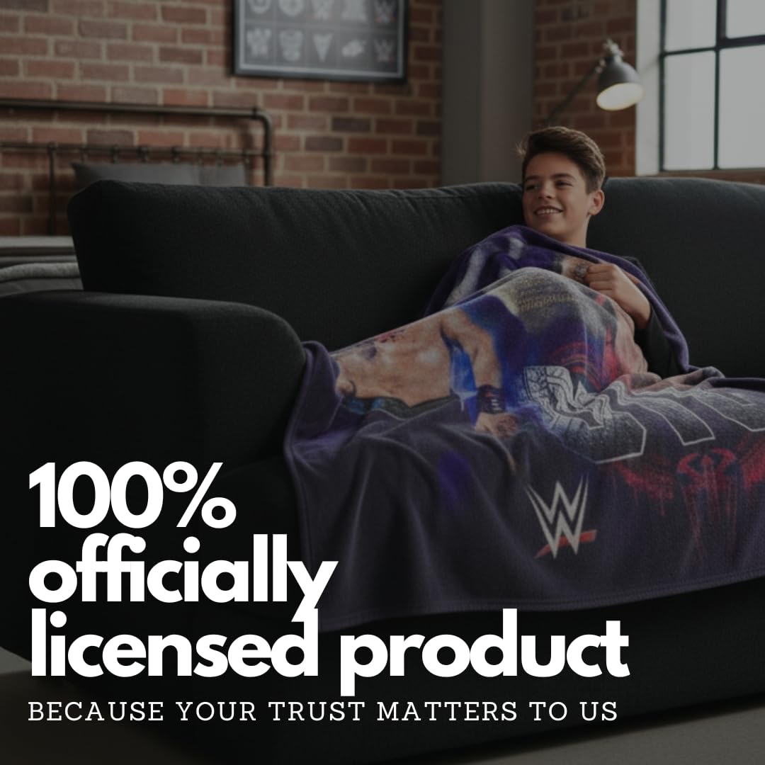 WWE Roman Reigns Main Event Champions Bedding Super Soft Throw Blanket, 46 in x 60 in, (Official Licensed Product) by Franco Collectibles