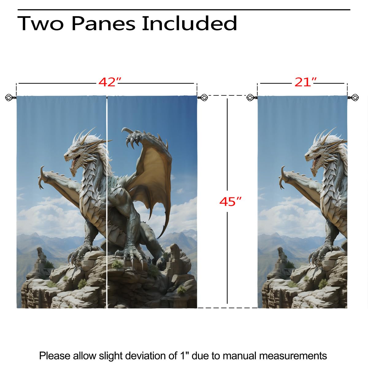 ONINUO Flying Dragon Blackout Curtains for Girls Boy Home Decor, Fantasy Magic Animals Game Grommet Thermal Insulated Drapes Darkening Window Curtain for Bedroom Living Room, 42 x 45 Inch