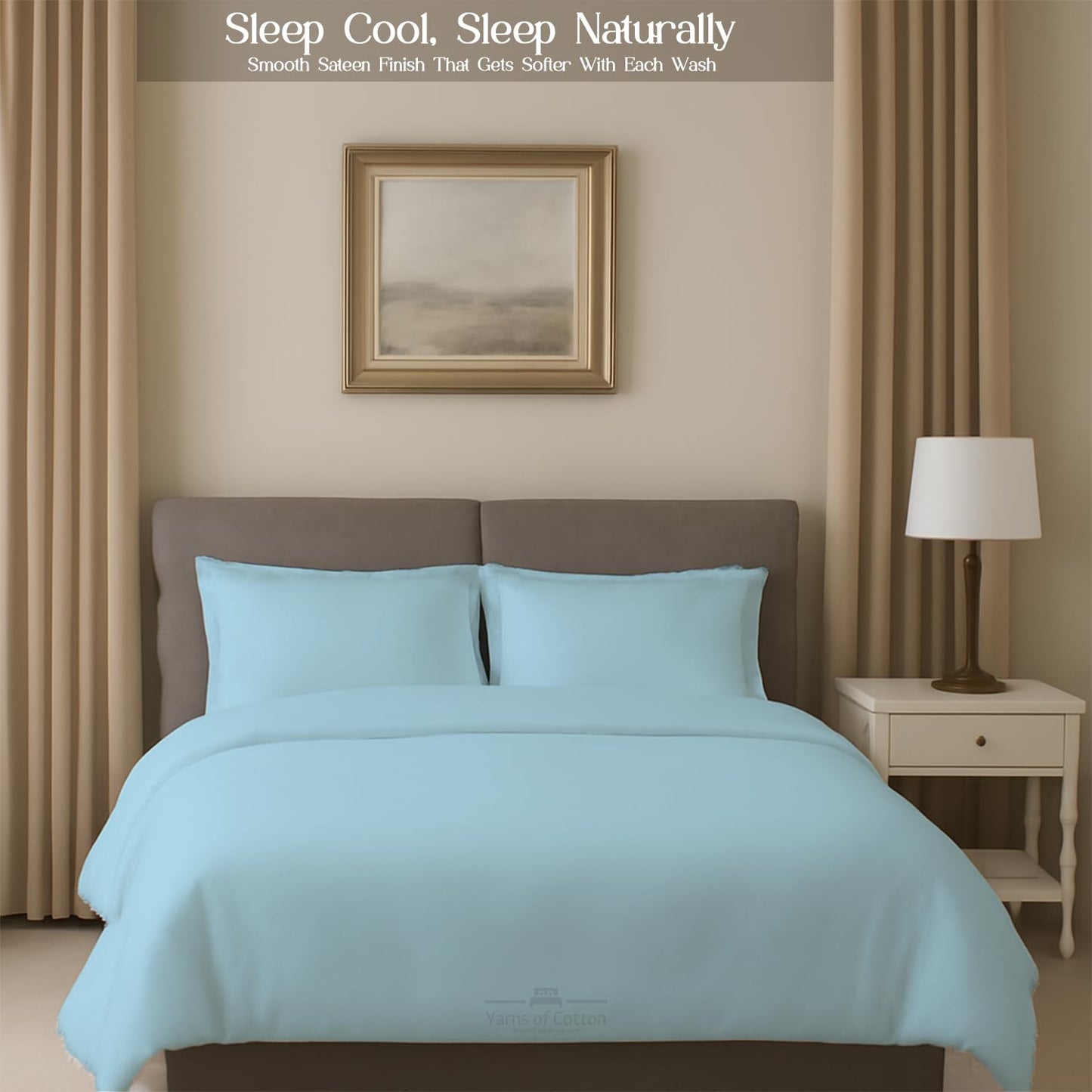Sleeper Sofa Bed Sheet, 100% Cotton 400 Thread Count, 4 Piece Set, Deep Pocket Fitted Sheet, Soft Wrinkle Free & Breathable, Luxury Hotel Quality, Fits Up to 6 Inch Mattress (Full, Light Blue)