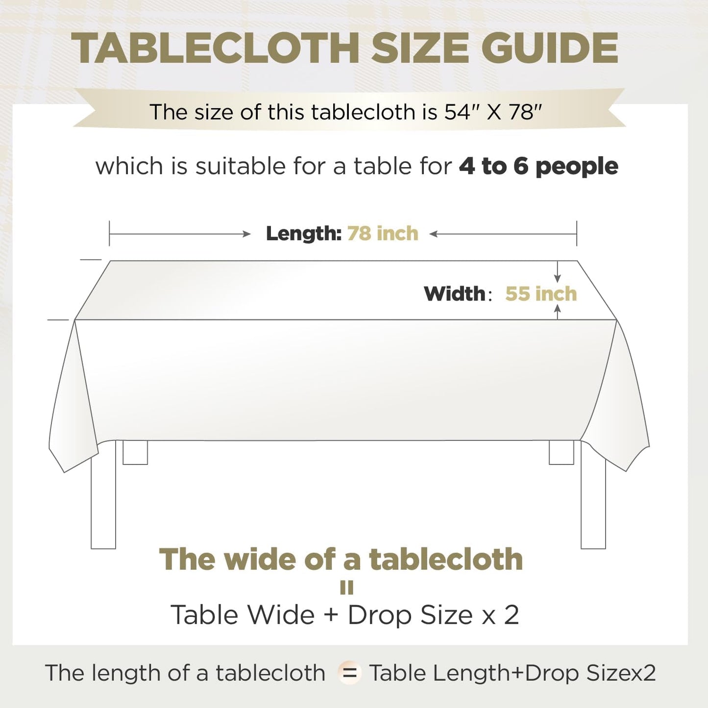 Quantum Love Heavy Duty Vinyl Tablecloths Rectangular Waterproof Plastic Yellow Table Cloth Wipeable Washable Table Cover for Dining Birthday Living Room Gathering (55'' x 78'',Lemon Stripe Check)