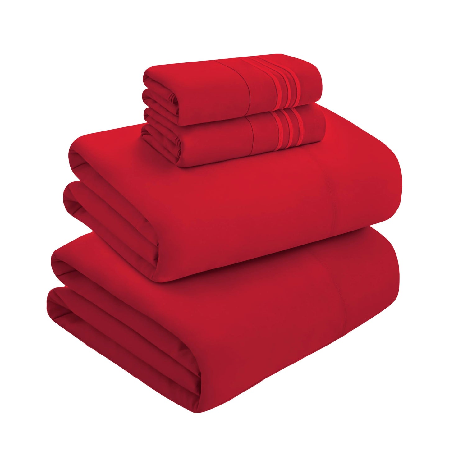 Mocassi Full Size 4-Piece Bed Sheet Set - 1800 Premium Hotel Quality Microfiber 18-24 Inches Extra Deep Pocket Fitted Sheet- Luxury Soft, Breathable, Wrinkle, and Fade Resistant, Red