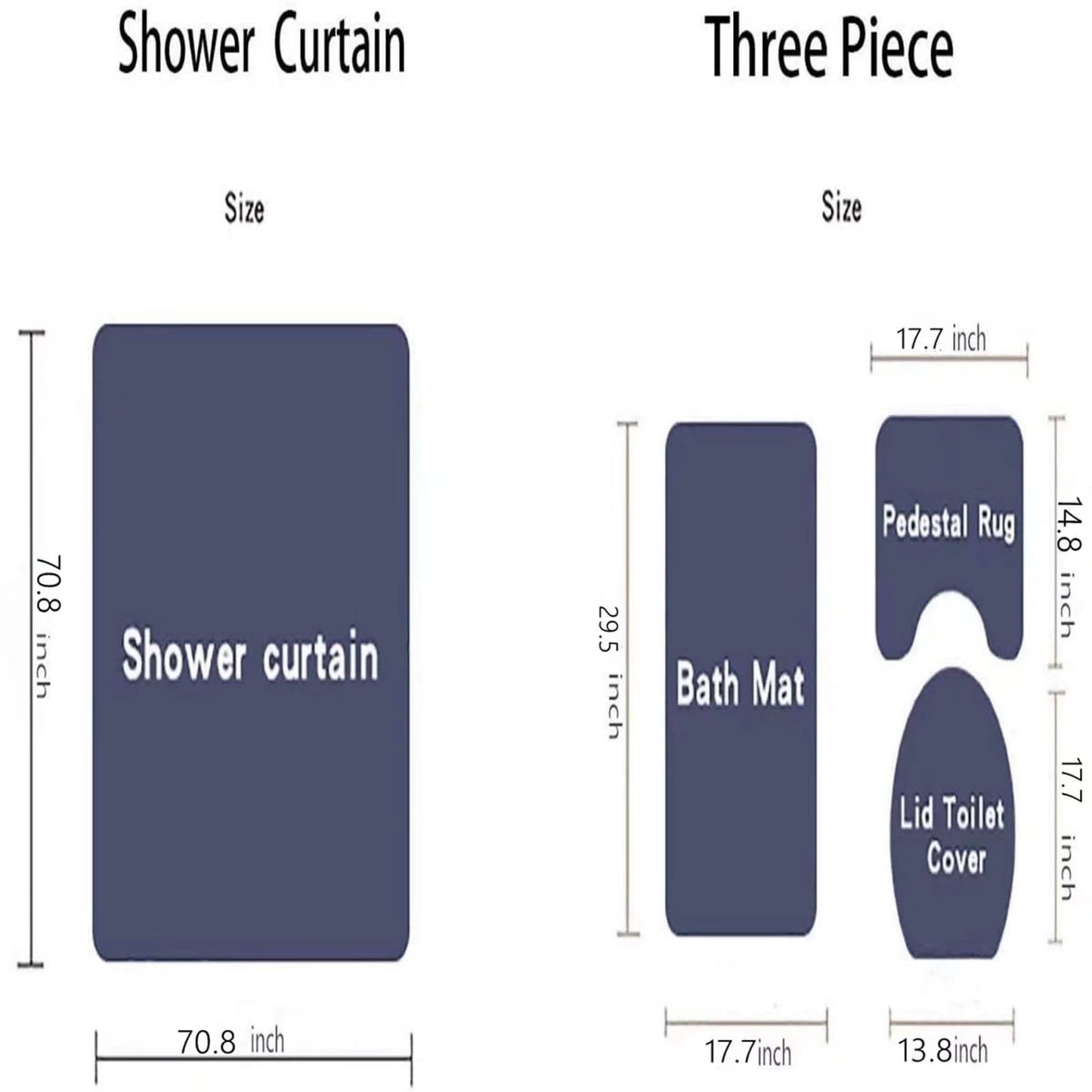 Yddsky Blue Rose Valentines 4 Pcs Shower Curtain Sets Non-Slip Rugs Bath Mat Toilet Cover U Shaped Mat Romantic Blue Bathroom Decor with 12 Hooks Valentines Day Bathroom Set