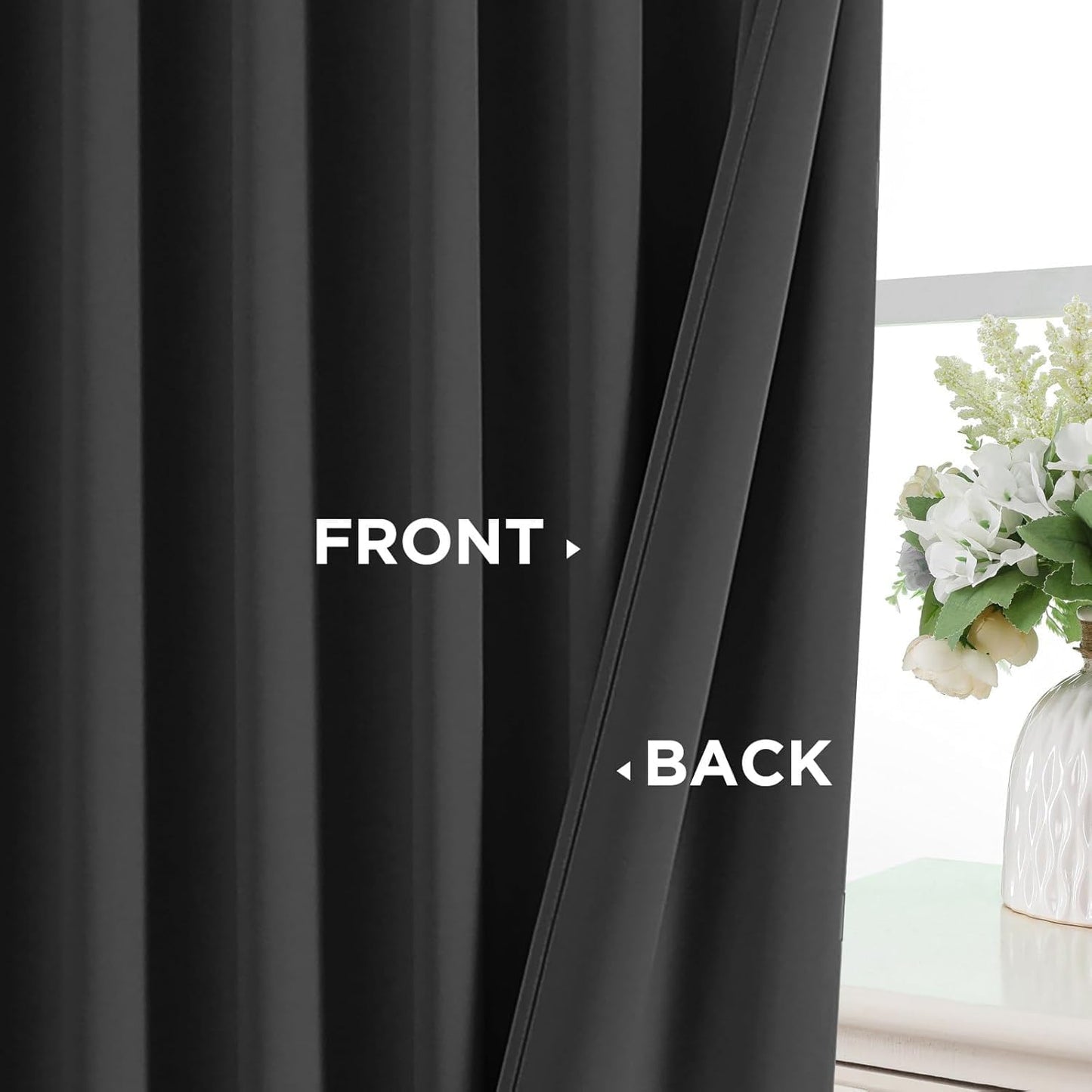 Joydeco 96 Inch Blackout Curtains for Bedroom, Black Out Curtains 96 inch Long, Room Darkening Thermal Insulated Drapes 2 Panels Set, Dark Grey Curtains for Living Room