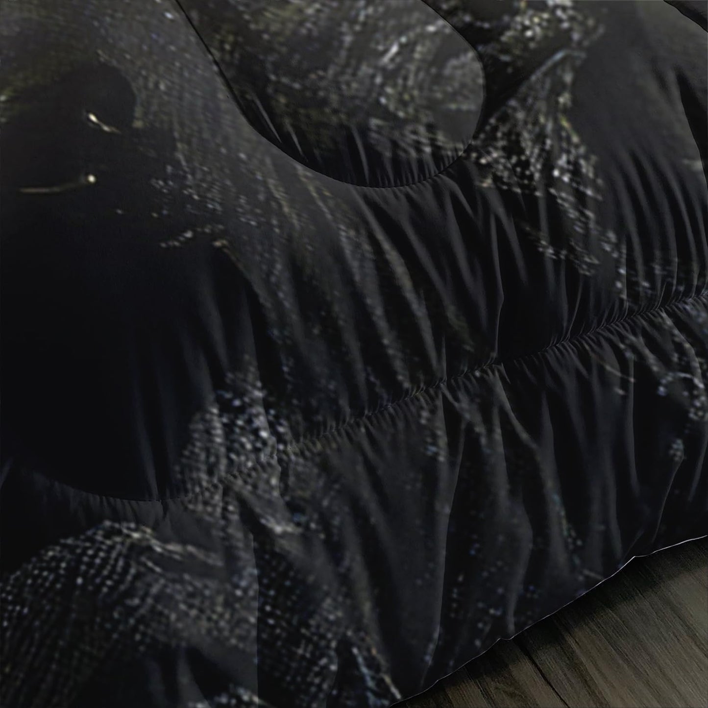 AILONEN Gothic Skull Comforter Set Twin Size, Grey Skeleton Fire Skull Goth Bedding Set,Rock Skull Bedding Quilt with 2 Pillowcases,3 Pieces Skeleton Skull Black Twin Comforter Set