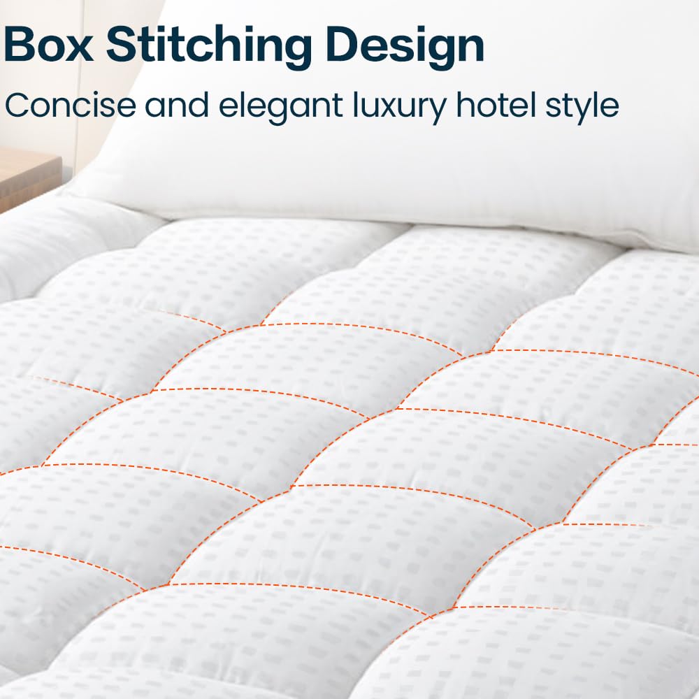 EASELAND Mattress Pad Twin XL Pillow Top Mattress Cover Quilted Fitted Protector Single Cotton Top 8-21" Deep Pocket Mattress Topper(39x80 Inches)