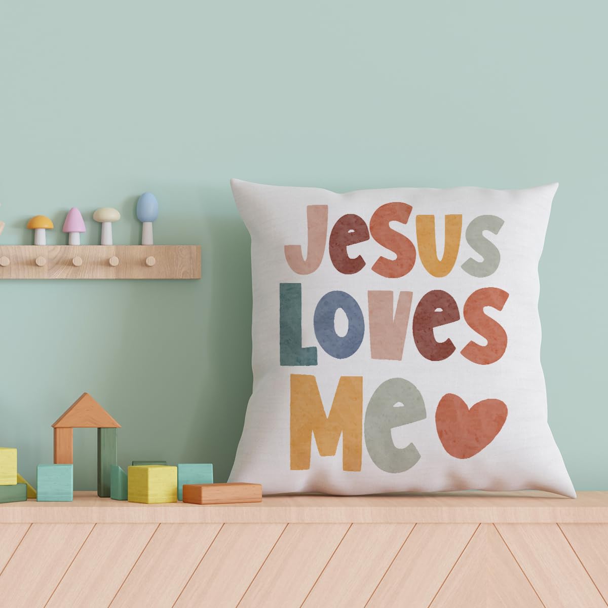 2 Pcs Boho Classroom Reading CornerThrow Pillow Covers 18x18 Inch, Bible Verse Throw Pillows, Inspirational Quote Christian Decor Pillows for Calming Corner Cozy Corner Nursery, Christian Gifts