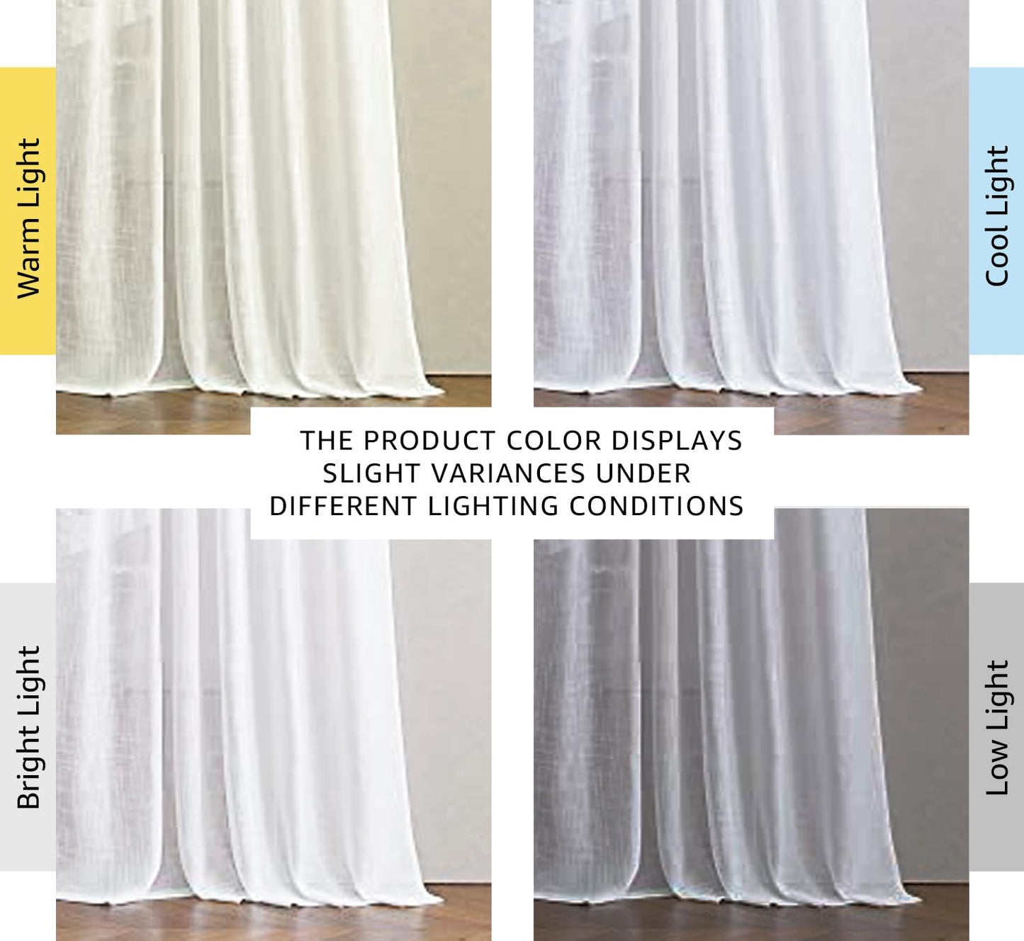 NICETOWN White Linen Sheer Curtains and Drapes 84 inches Long, Rod Pocket & Back Tab semitransparent with Light Through Vertical Window Treatments for Sliding Glass Door & Living Room, 52"W, Set of 2