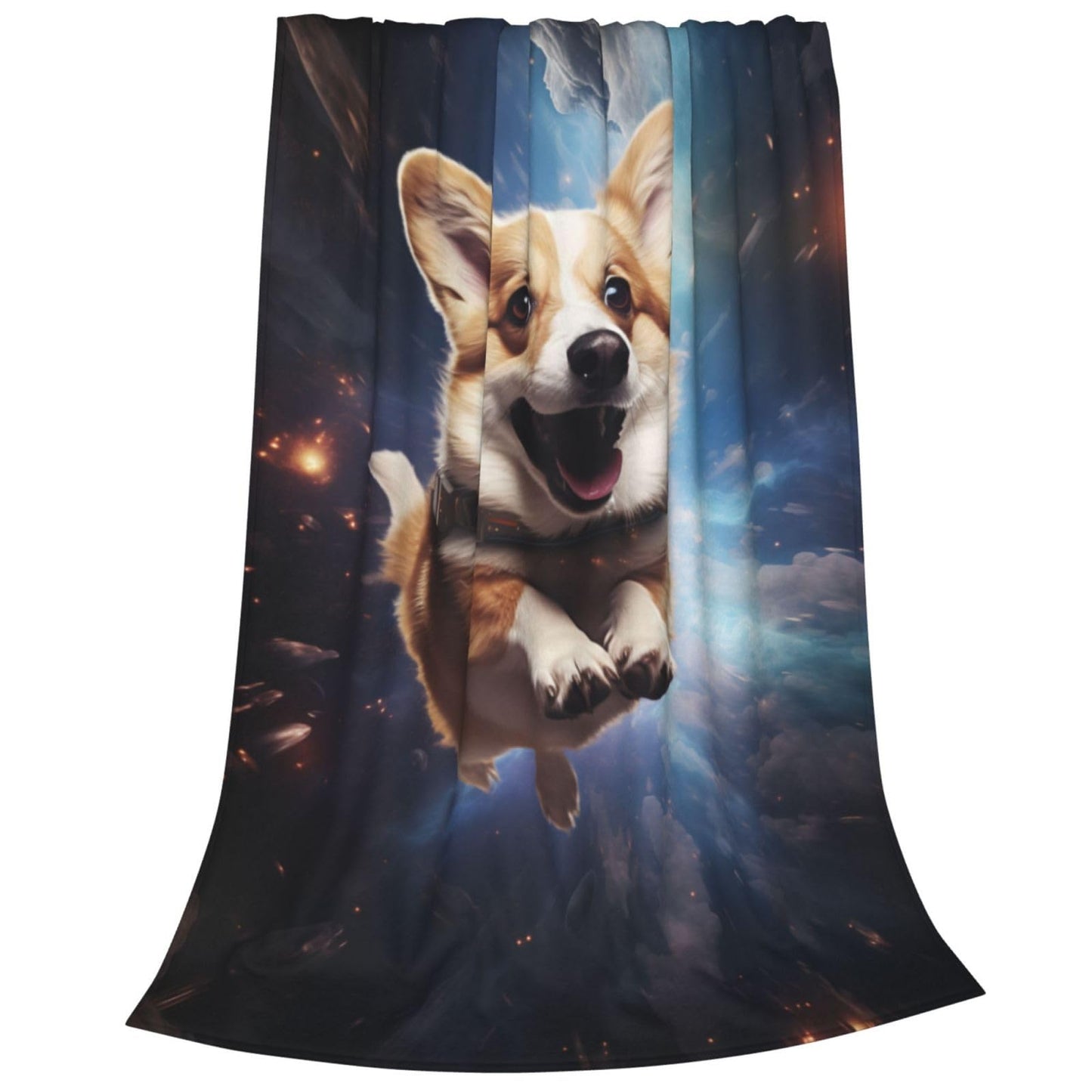 amepay Funny Corgi Blanket Gifts for Corgi Lovers Grils Boys Cute Puppy Dog Universe Flannel Throw Blankets Soft Fuzzy Lightweight for Home Decor Couch Bed Sofa 60x50 Inches
