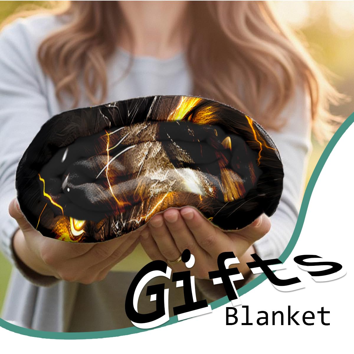 HUNXIAOJ Printed Bed Blanket Black and Gold Animal Throw Wolf Flannel Blankets Queen Size Blankets for Men Boy Bed Sofa Office Chair Blanket (59"x78")
