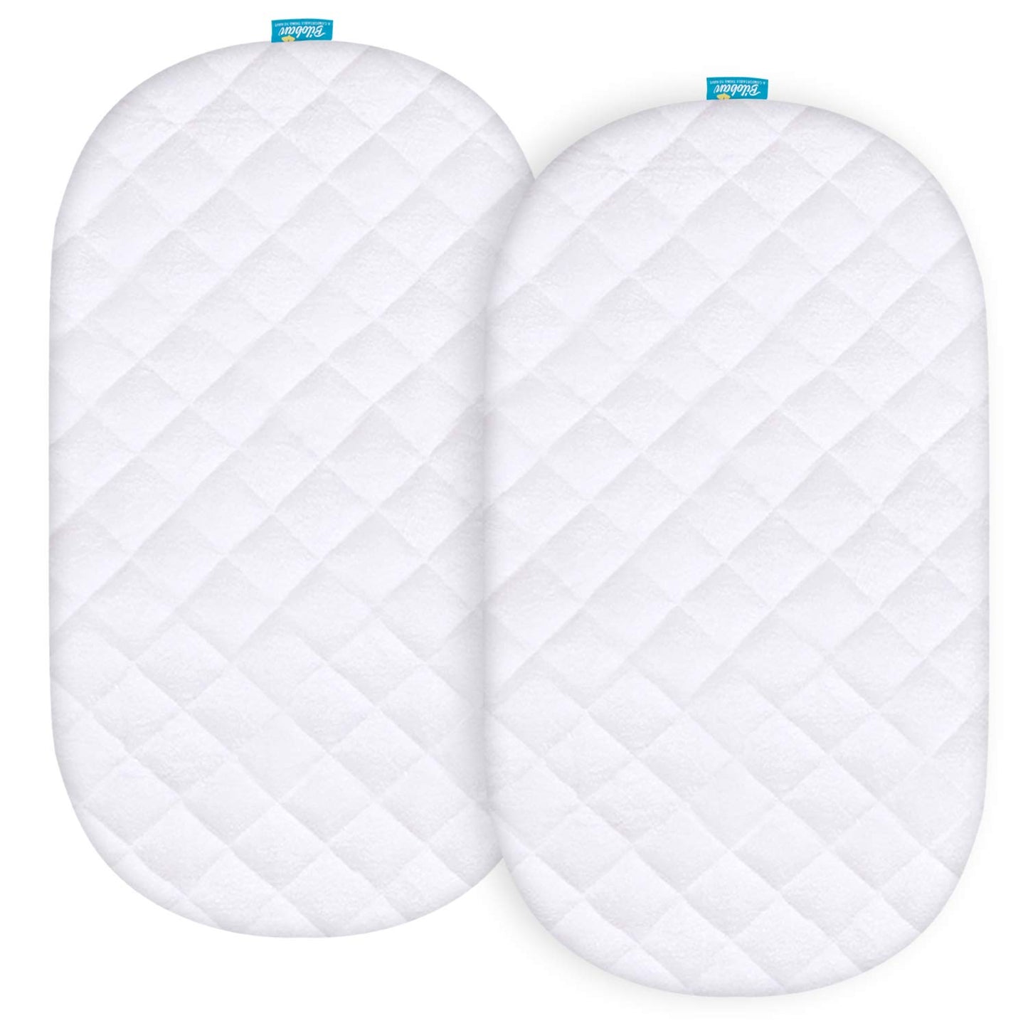 Waterproof Mattress Protector, Quilted Mattress Cover for Moses Basket Mattress & Silver Cross Stroller Bassinet Mattress, 2 Pack, Ultra Soft Surface, White