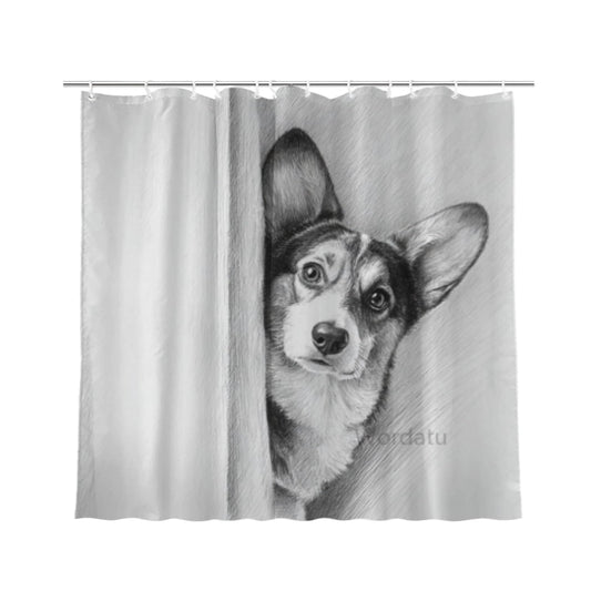 Wordatu Corgi Shower Curtain Bathroom Set 72x72 Inches Taking a Bubble Bath Animal Bath Animal Pet Dog Art Home Decor 12 Hooks