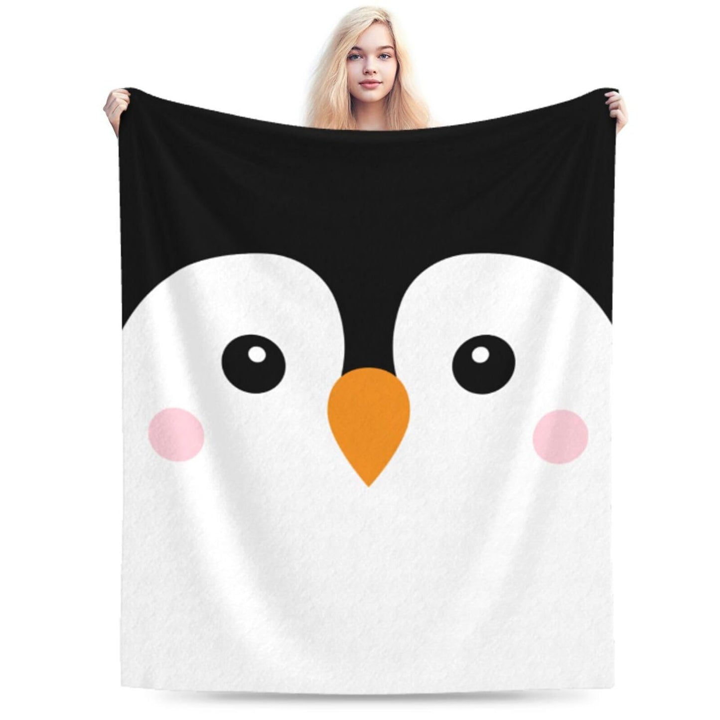 Cute Fun Penguin Blanket Soft Comfy Flannel Throw Blankets Lightweight Warm Bed Throws Plush For Couch Sofa Camping Office Travel Home Bedroom Decor Girls Boys Teens Kids Gifts 50"X40"
