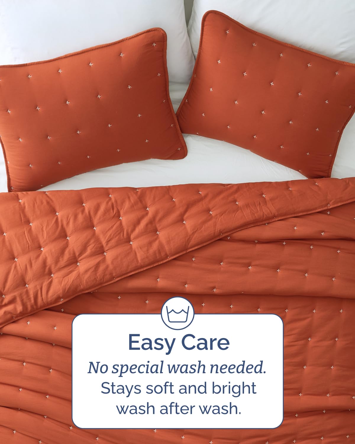 Quilts Full Size - Bedspread for Full Size - Lightweight Comforter Set - Quilt Bedding Set for All-Seasons - Ultra Soft, Breathable & Comfy - Summer Coverlet w/ 2 Pillow Shams - 80" x 80", Terracotta