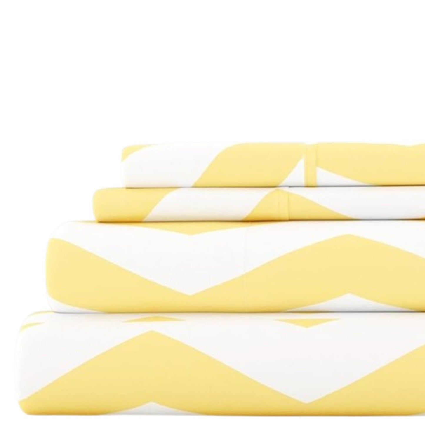 Linen Market Double-Brushed Patterned Microfiber Full Sheet Set 4 Piece – Oeko-TEX Certified Ultra Soft & Wrinkle-Free - 16" Deep Pocket Sheets - Easy Care Full Size - Arrow Yellow