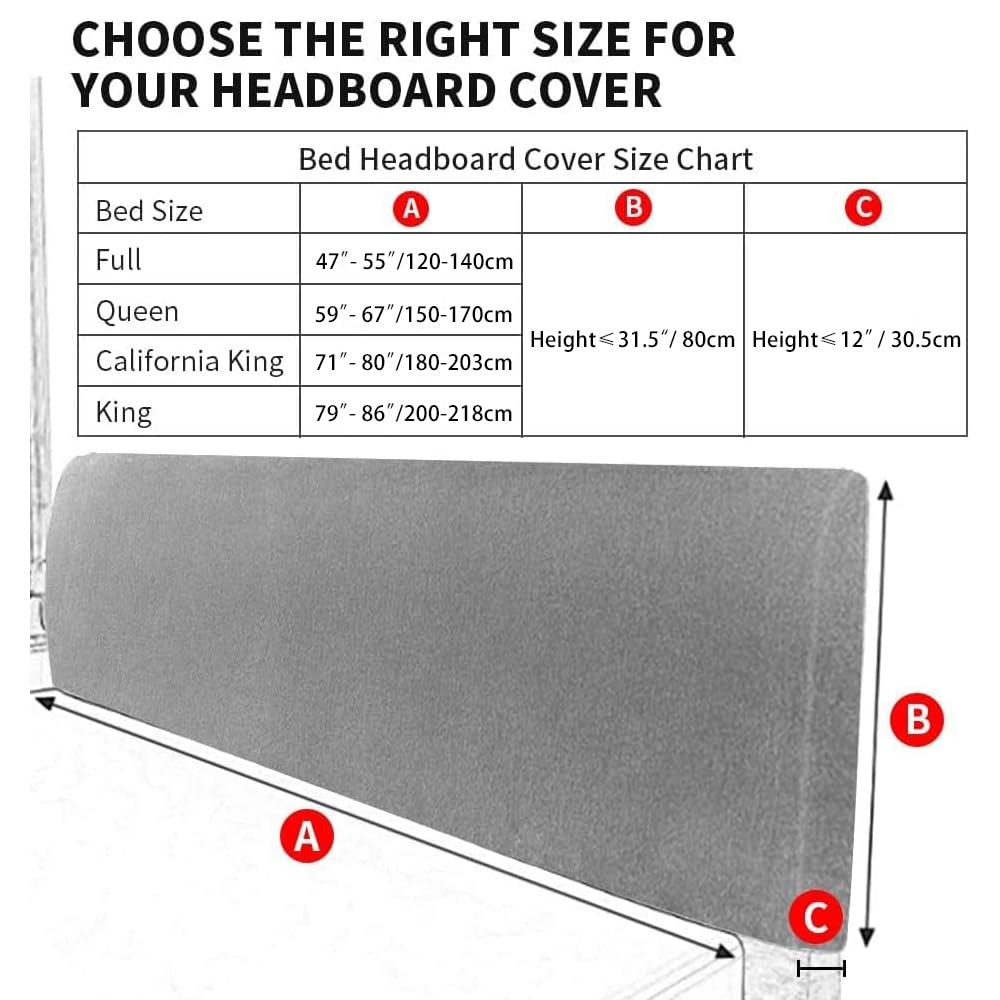 DUJUIKE Bed Headboard Cover for Queen, Stretch Bed Head Board Slipcover Covers, Dustproof Protector Velvet Cover for Upholstered Headboard (White, for Queen Headboard (59"-67"))