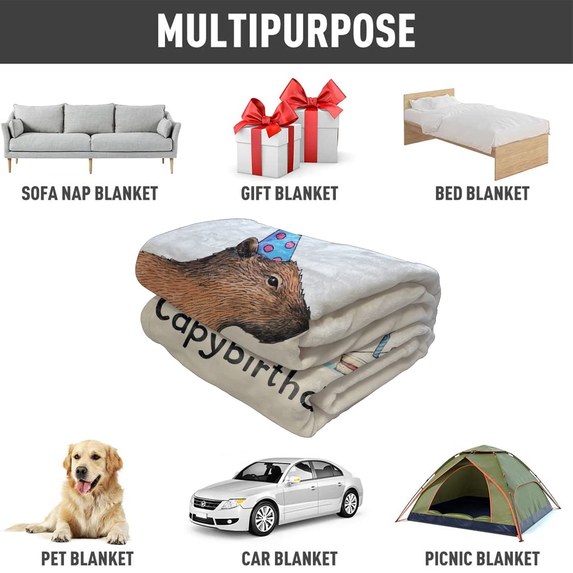 OHTMTHO Capybara Fleece Blanket, Capybirthday Party Decorations, Gifts for Capybara Lovers, 40" x 50"