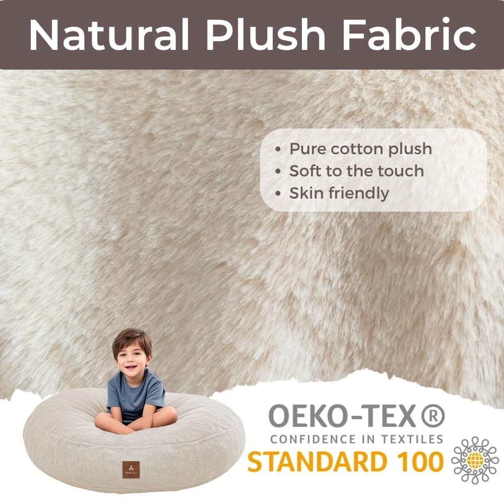 Wonder Space Bean Bag Chair – Soft Foam Filling | Removeable & Washable Cover | Ultra-Soft Plush Fabric - Minimalist Floor Cushion for Kids & Adults, Gaming, Reading and Relaxing, Beige