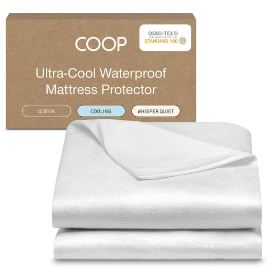 Coop Home Goods Ultra-Cool Waterproof Mattress Protector, Queen, Cooling Mattress Protector, Machine Washable Cooling Bed Cover, Whisper Quiet Waterproof Bed Cover, Queen (60x80)