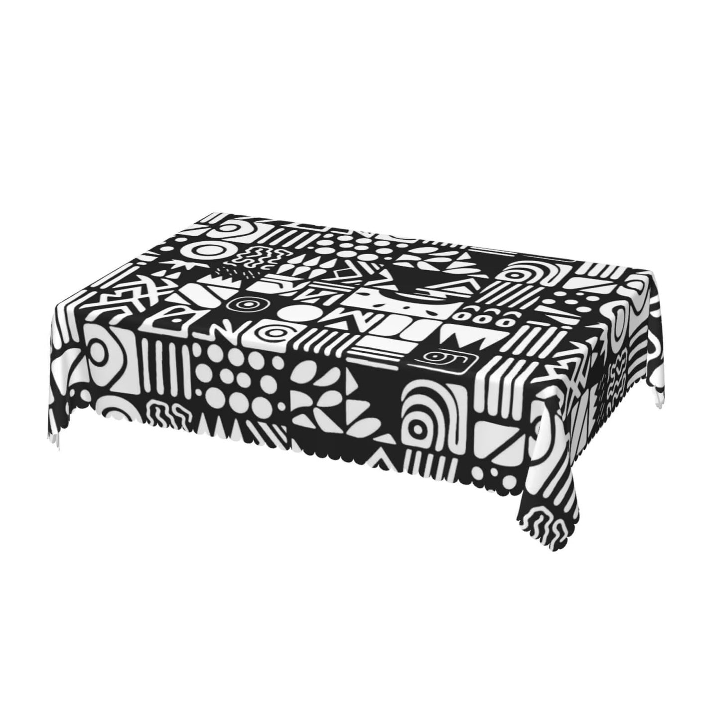 ZEJAYFEY African Rectangle Tablecloth Black White Digital Symbols Table Cloths Minimalist Geometric Tribal Ethnic Washable Table Cover for Home Kitchen Dining Party Picnic Decor 54 x 72 Inch