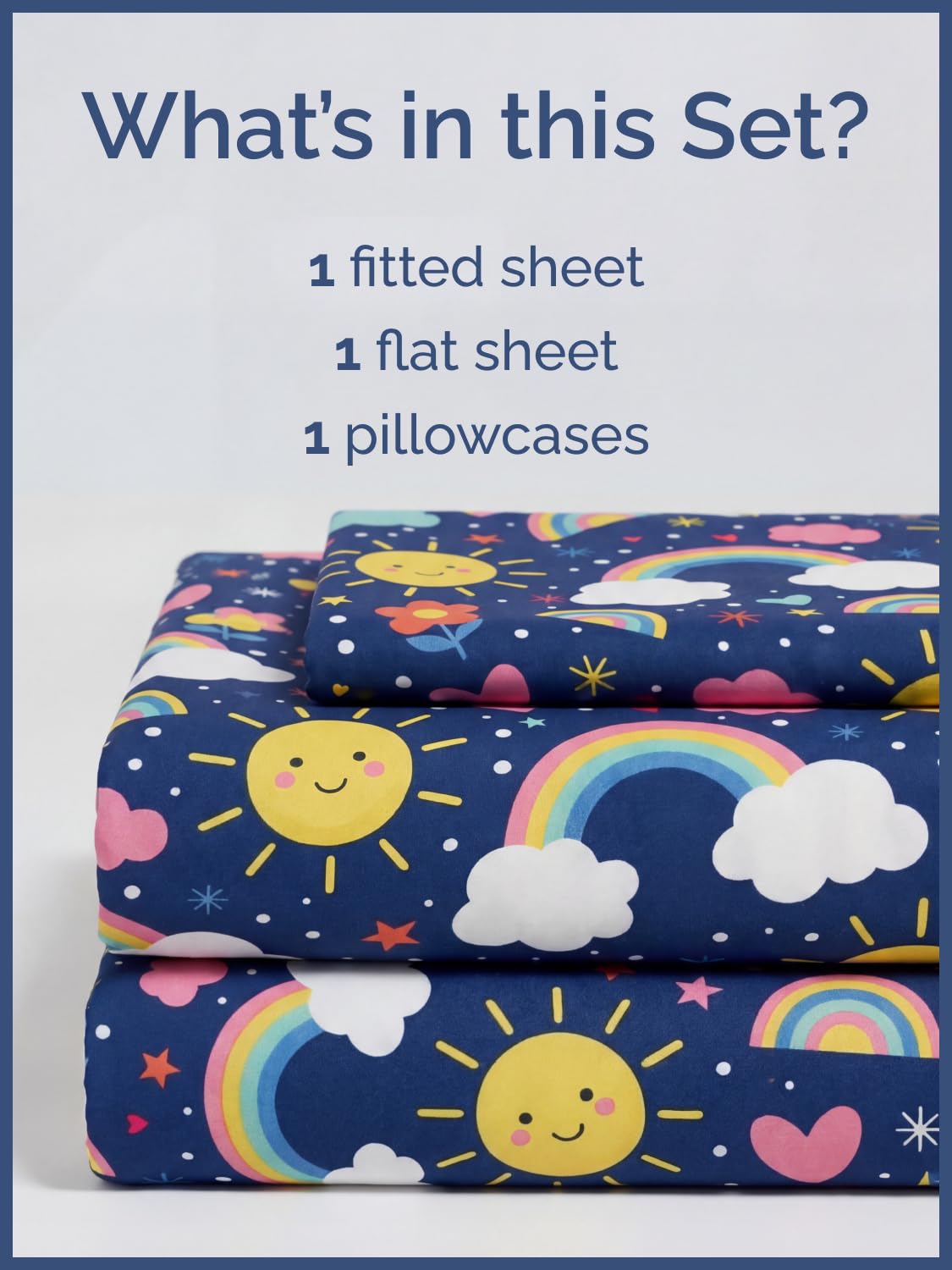 CGK Unlimited Kids Rainbow Sky Twin 3 Piece Sheet Set - Boys, Girls, Teens, Toddler - Easy Fit Deep Pockets - Soft, Cooling & Breathable Sheets - Cute, Cozy, Fade and Wrinkle Free - Machine Washable